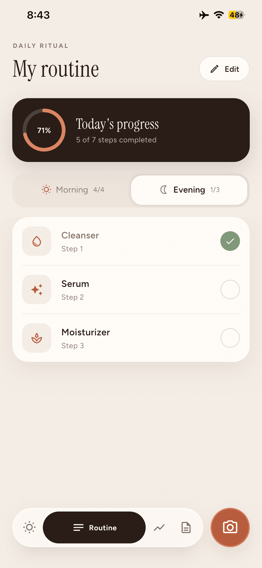 Zavelo routine detail with morning and evening steps